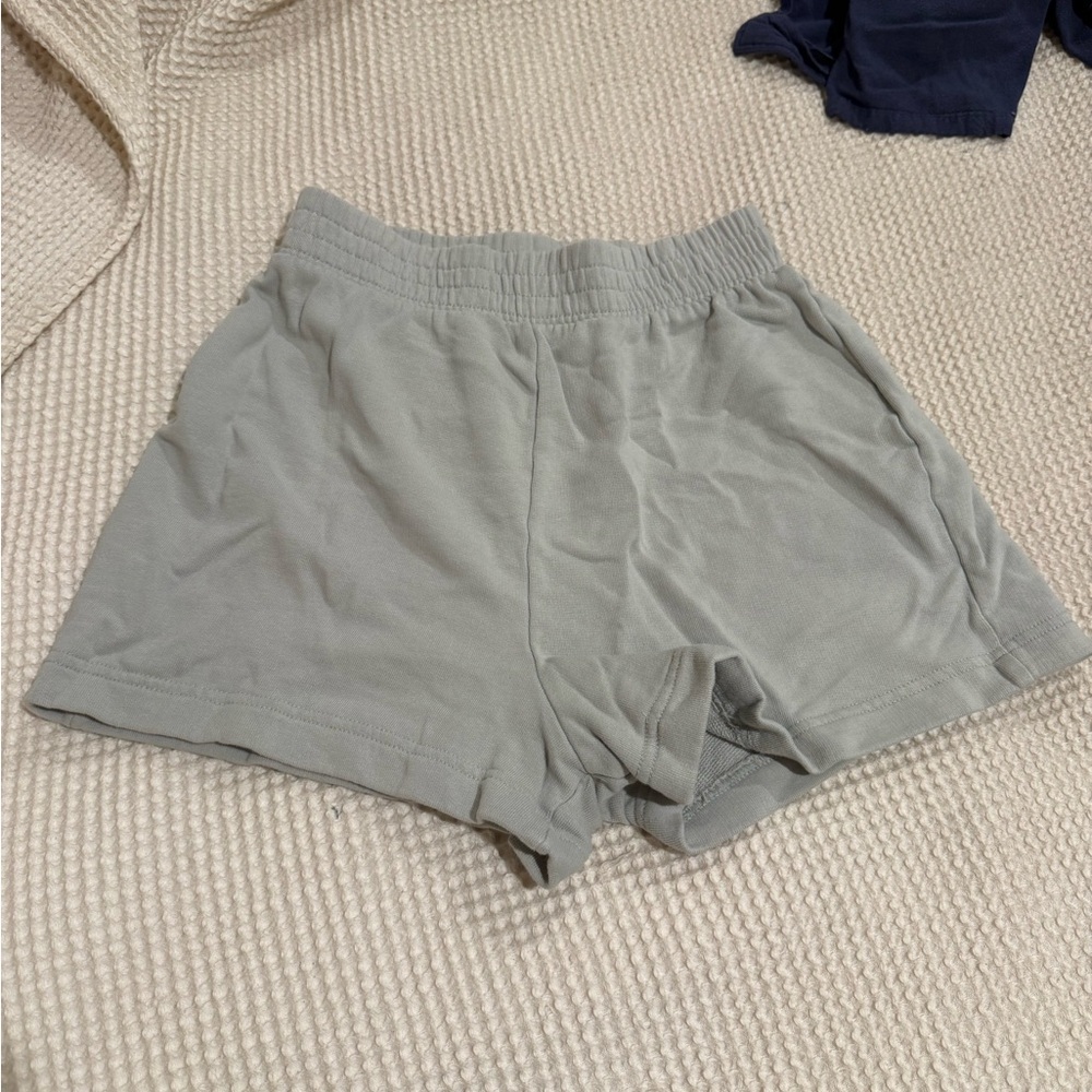 Sea Green Women's High Waisted Cotton Shorts